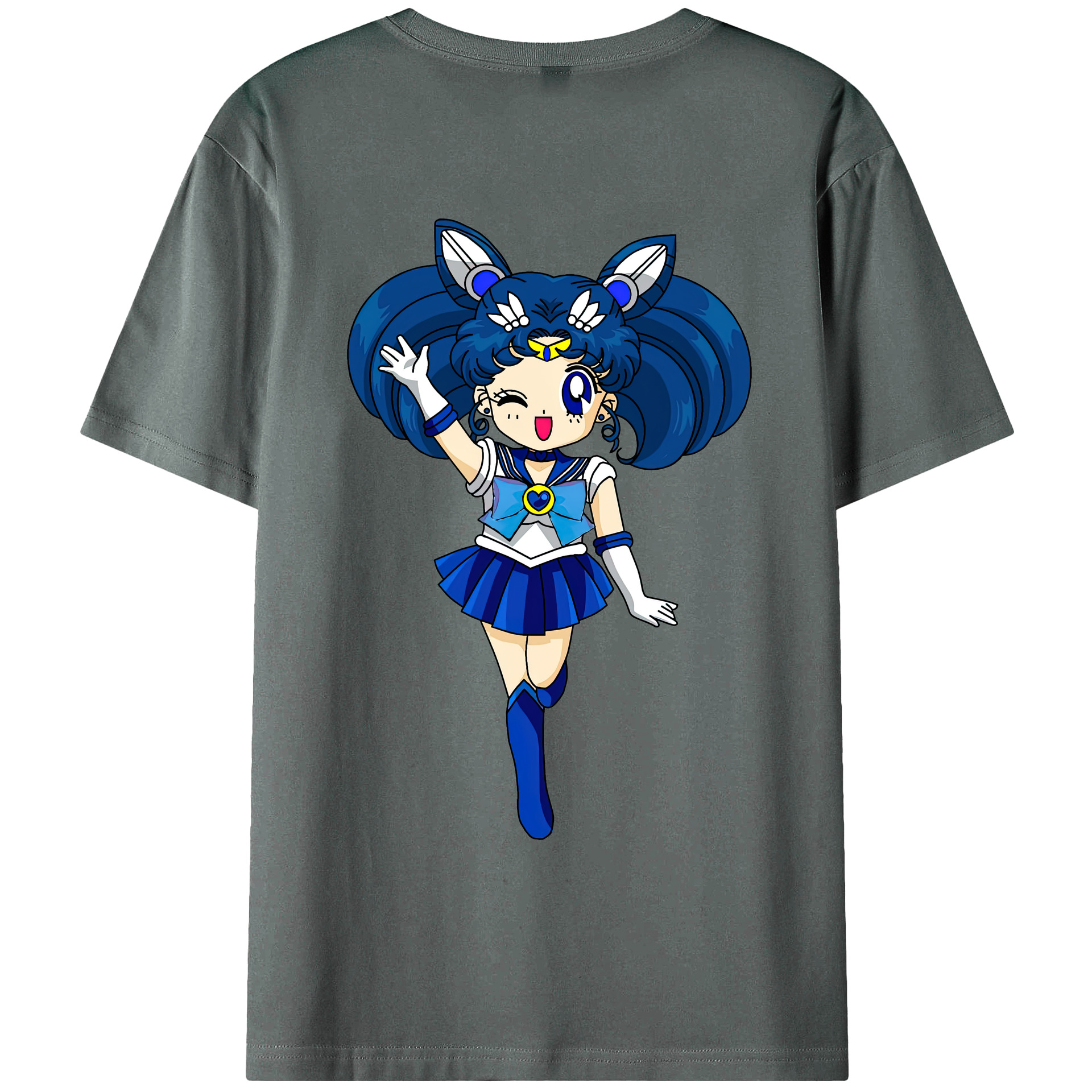 （画像用） 美少女戦士セーラームーン 水野 亜美 みずの あみ Sailor Moon Mizuno Ami 綿100％ メンズ半袖Tシャツ（バックプリント） 通気性